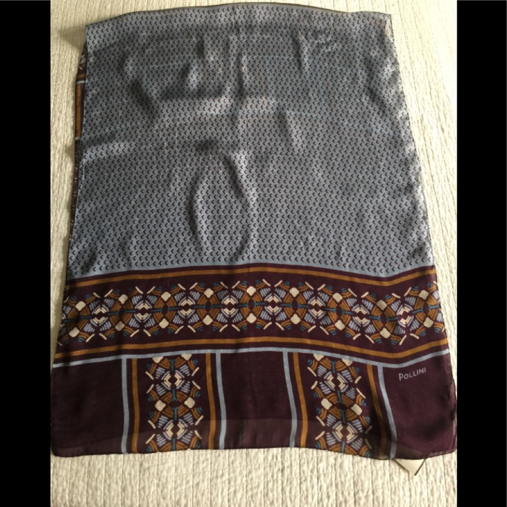 NWT Pollini silk sheer oblong scarf w/varied motifs